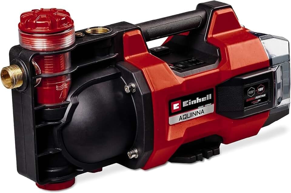 Einhell Akku-Gartenpumpe AQUINNA 18/30 F LED Power X-Change (18 V, maximal 3000 L/h Fördermenge, 2 Akku-Steckplätze, doppelte Laufzeit, ECO-/BOOST-Modus, Vorfilter, ohne Akku)