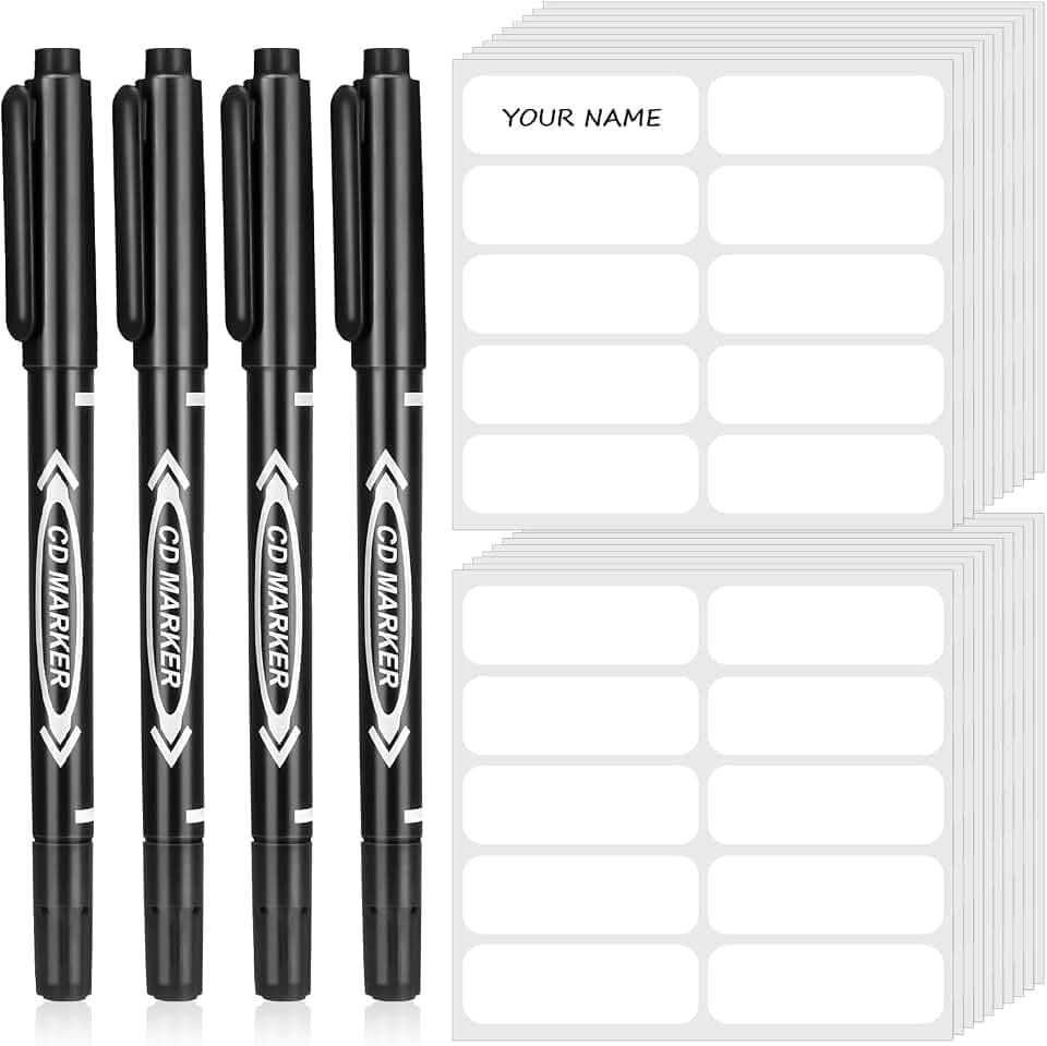 200 Stück Namensaufkleber für Kinder mit 4 Stück Stift, 45 x 15 mm