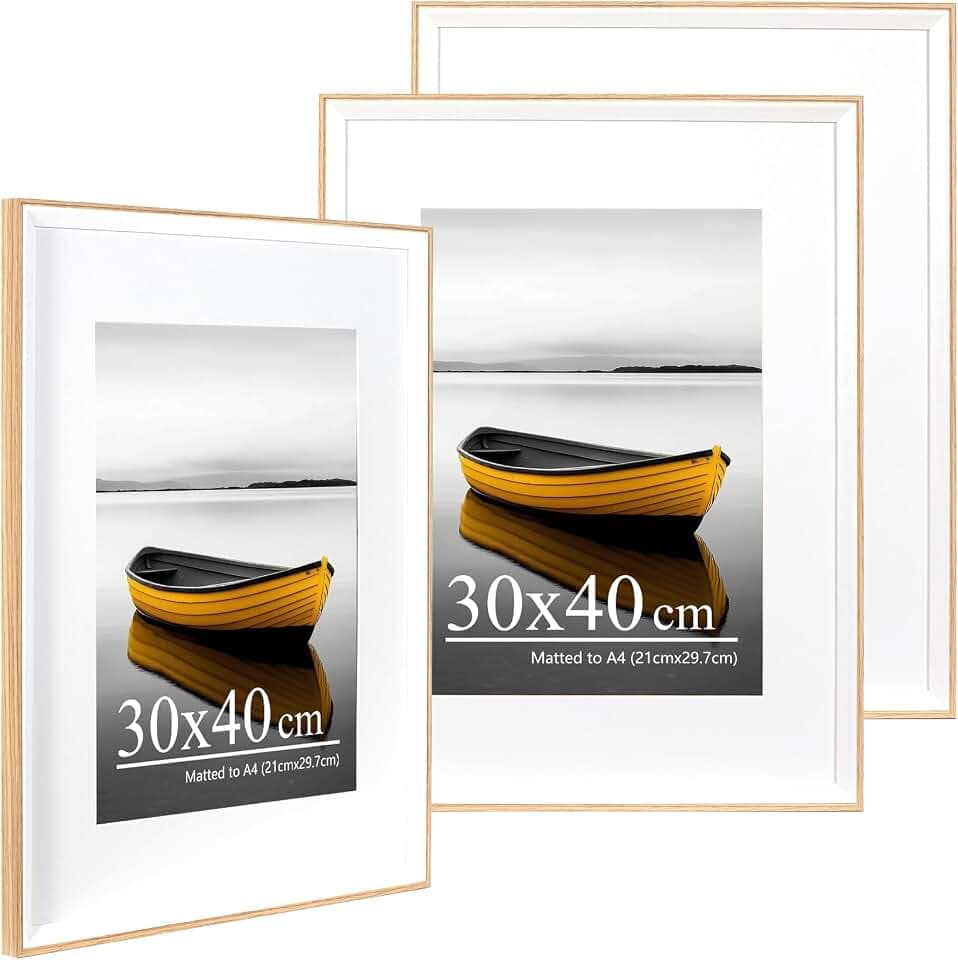 30×40cm Eiche Weiß Bilderrahmen,3er Set,30×40cm Rahmen,Posterrahmen