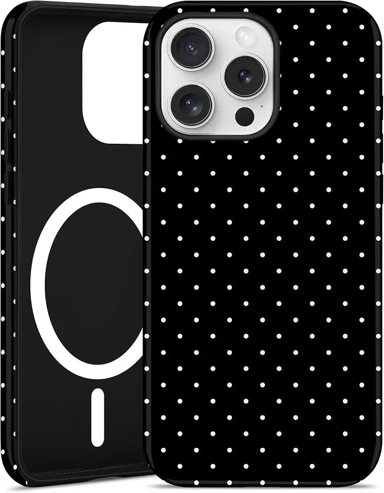 Jusy Magnetic Polka Dot Case for iPhone 13 Pro Max,Black