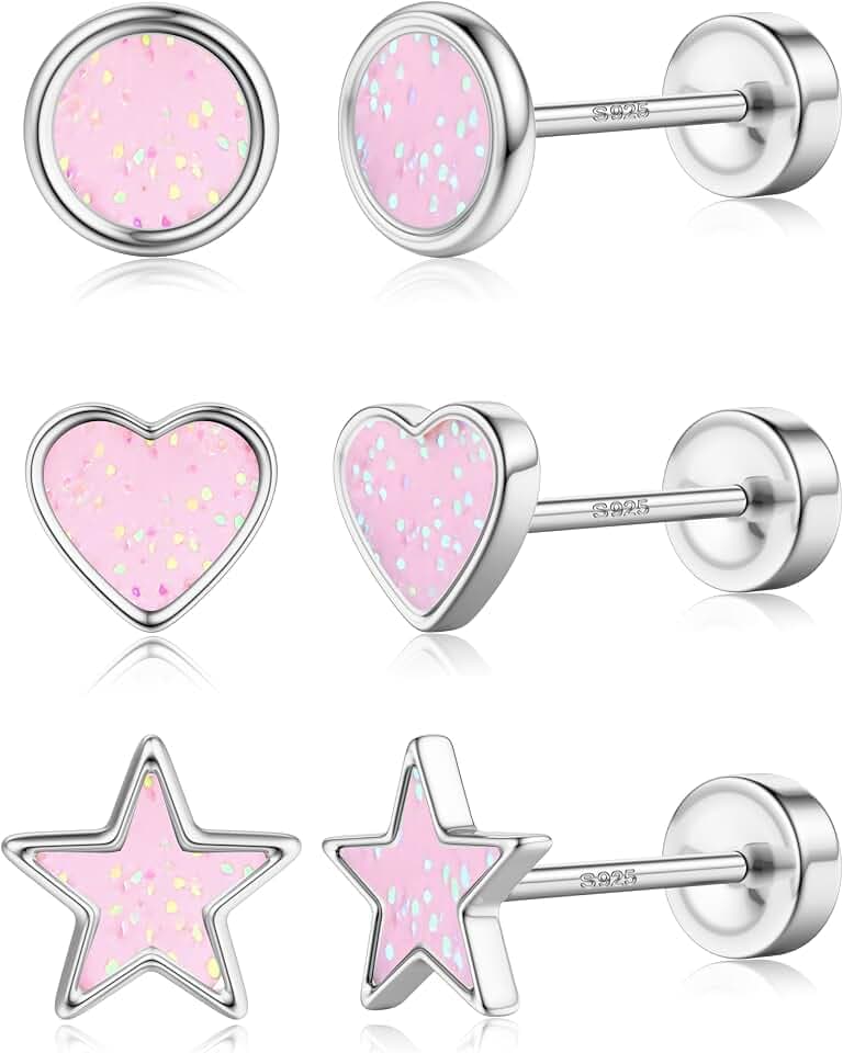 Dochais 3 Paar S925 Ohrstecker Ohrringe Für Mädchen Damen 16K Gold Hypoallergene Ohrringe Gold Wasserfest Geschenke Mädchen Knorpel Tragus Ohrstecker Ohr Piercing
