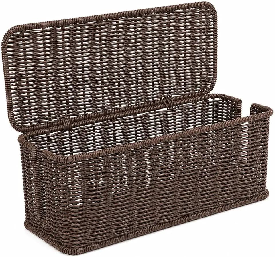 Cable Management Box, Handmade Rattan Cord Organizer for Power Strip