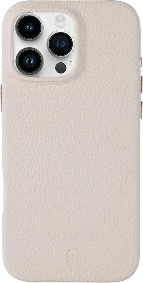 Luner - for iPhone 16 Pro Max Leather Case - Premium Vegan Leather Phone Case [Compatible with Magsafe] - Elegant, Style and Eco-Friendly - Cream