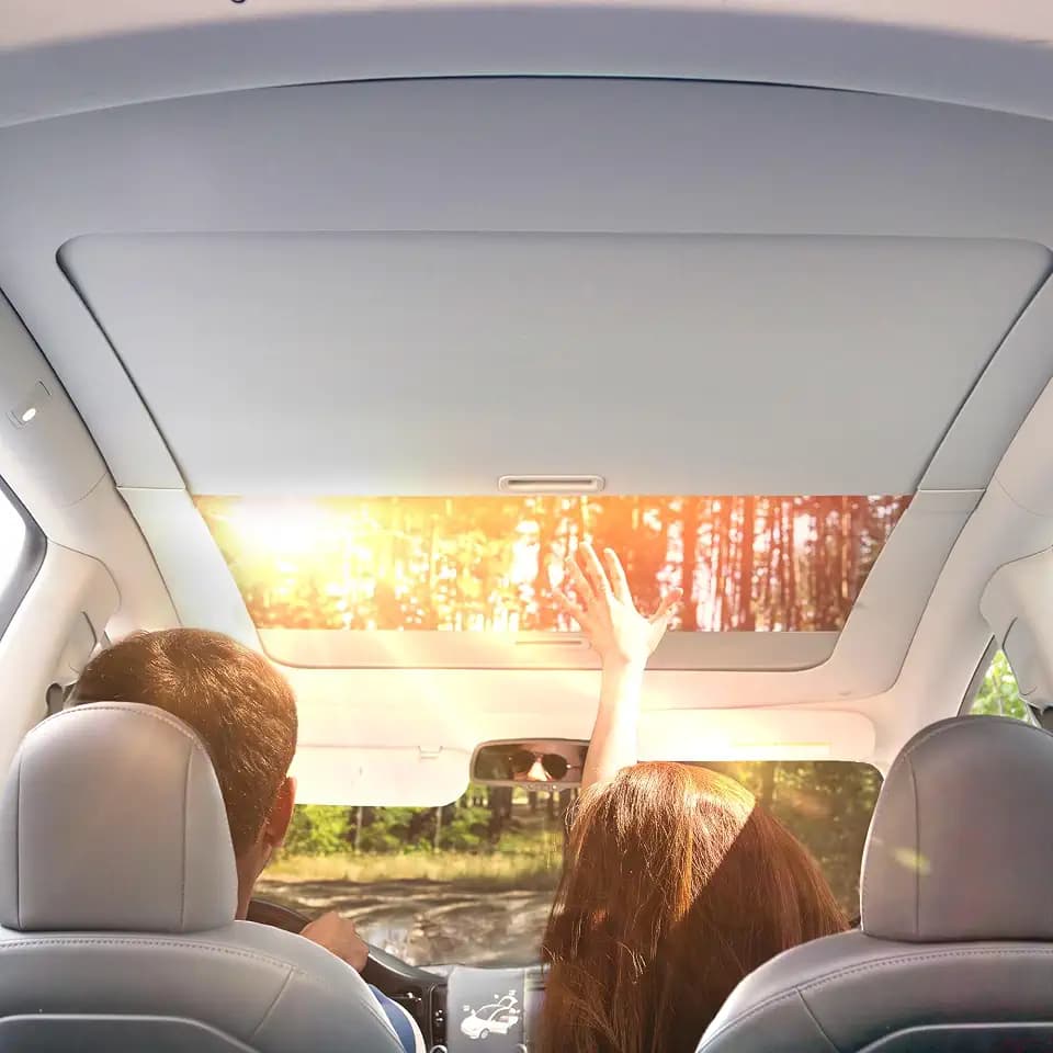 OEDRO Fit 2020-2024 Tesla Model Y Retractable Sunshade Roof, Upgraded 3.0 Full Coverage Windshield Glass Roof Sun Shade, UV Protection & Heat Resistance Shade Compatible with 2020-2024 Tesla Model Y
