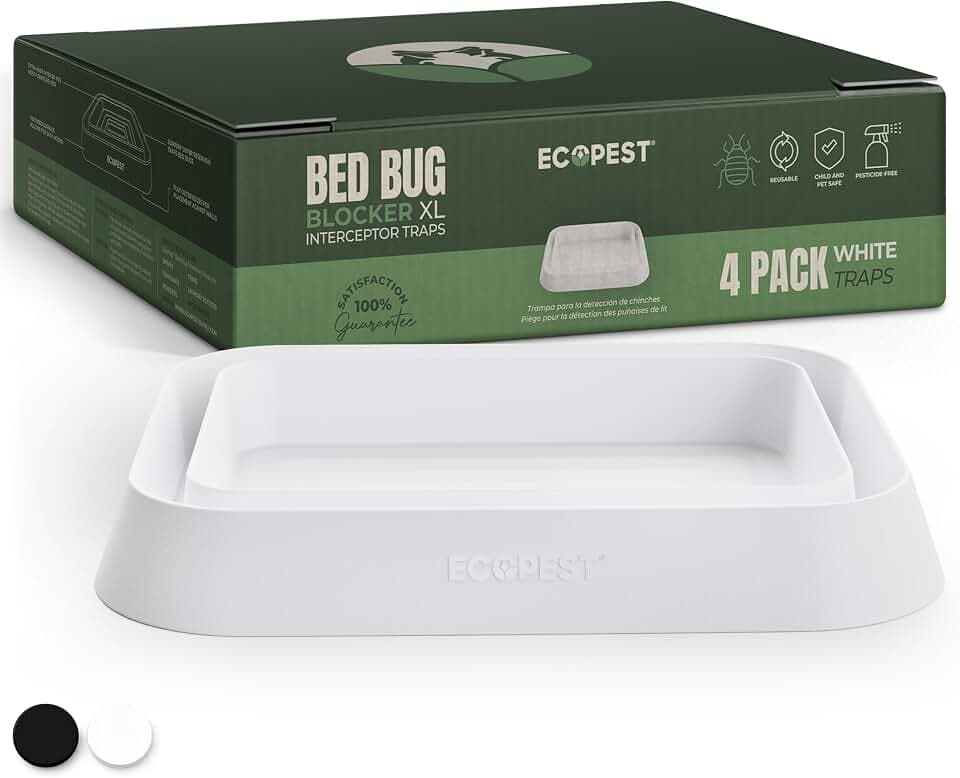 Bettwanzen Detektor – 4er Pack | Bettwanzenfalle Bed Bug Blocker (XL) | Extra große Insektenfalle, Wanzen Monitor und Detektor für Bettwanzen