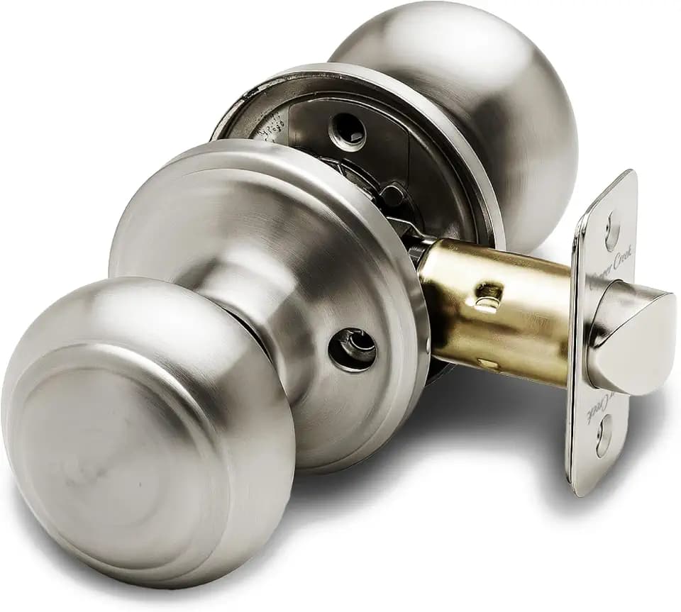 Copper Creek Polished Stainless Door Knobs - Round Colonial Knob, 1 Pack, Interior Passage Handle Perfect for Home Improvement - Fits All Standard Doors - Hallway, Closet, Bedroom, Bathroom