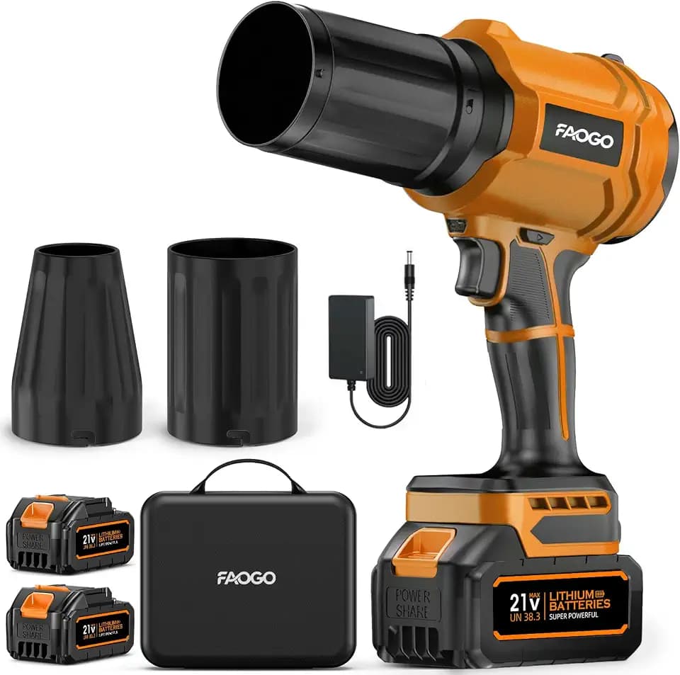 Cordless Leaf Blower with 2 Batteries & Charger - 990,000 RPM Electric Handheld Blower, Lightweight for Lawn, Yard, Patio, Garden Care - Orange