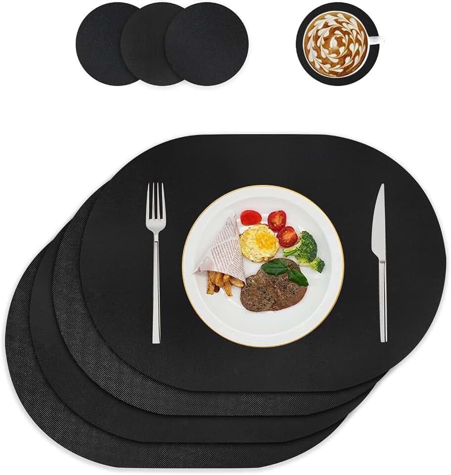 Tischsets abwaschbar aus Kunstleder, 4er Set Platzsets