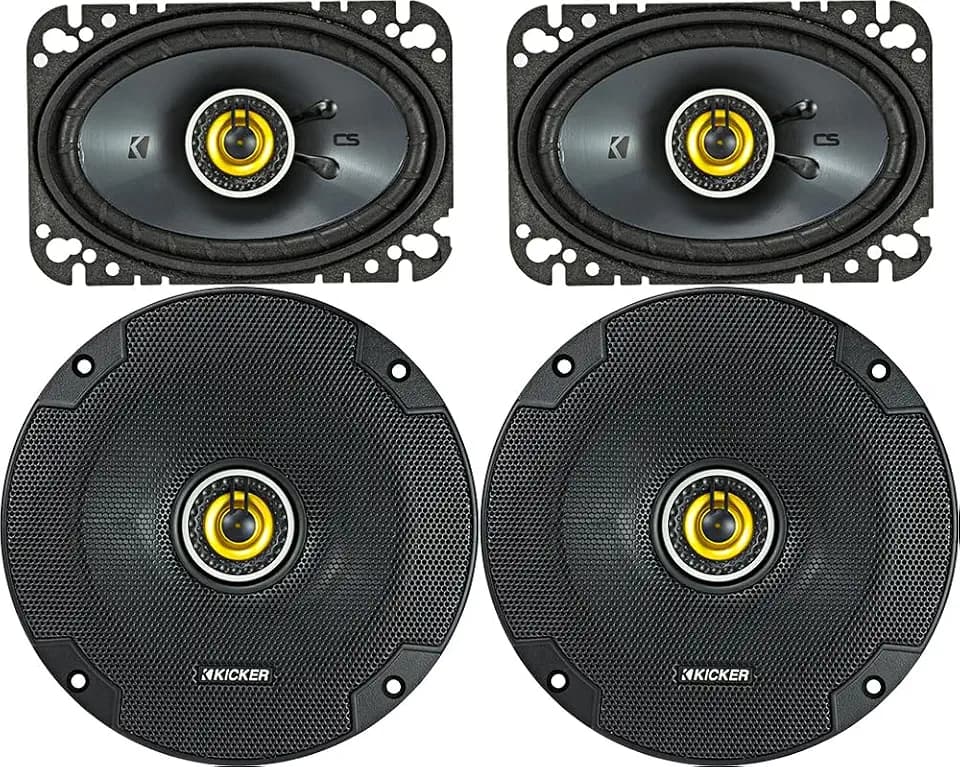KICKER Speaker Package of 2 Items: CS Series Two 6.5" Coaxial Speakers 4-Ohm & Two 4"x6" Coaxial Speakers 4-Ohm - 1x 46CSC654, 1x 46CSC464