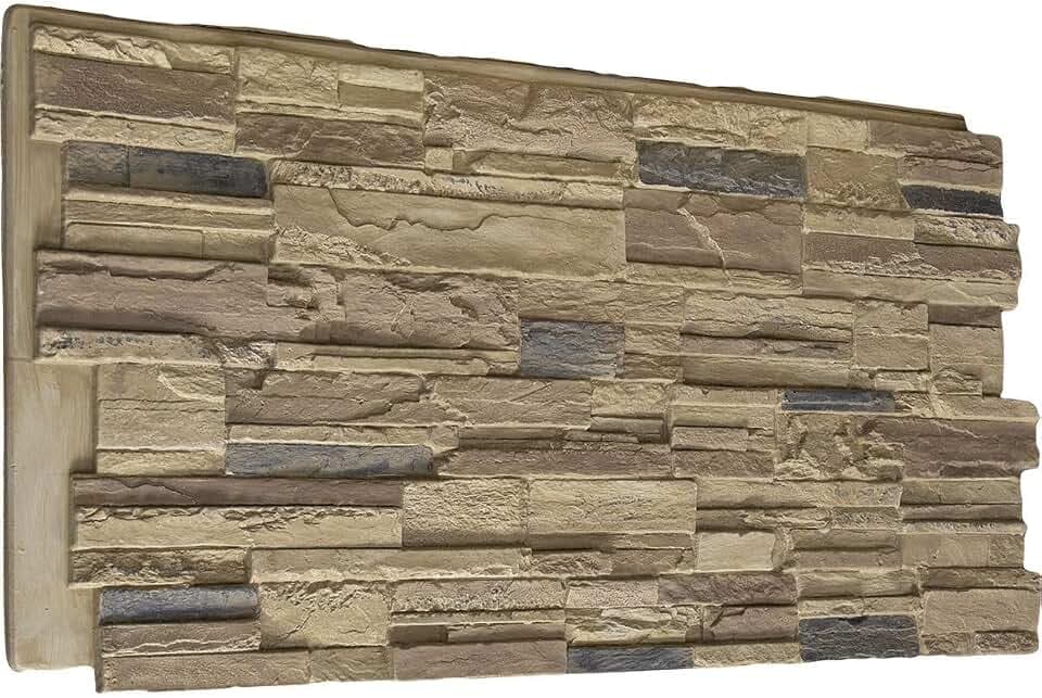 Ekena Millwork 48 5/8"W x 24 3/4"H x 1 1/4"D Cascade Stacked Stone, StoneWall Faux Stone Siding Panel, Colfax