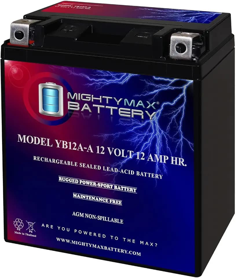 Mighty Max Battery YB12A-A -12 Volt 12 AH, 165 CCA, Rechargeable Maintenance Free SLA AGM Motorcycle Battery