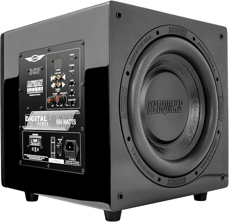 Earthquake Sound MiniMe DSP P-12 12-inch Powered Subwoofer with DSP Control and SLAPS Passive Radiator Technology, Black