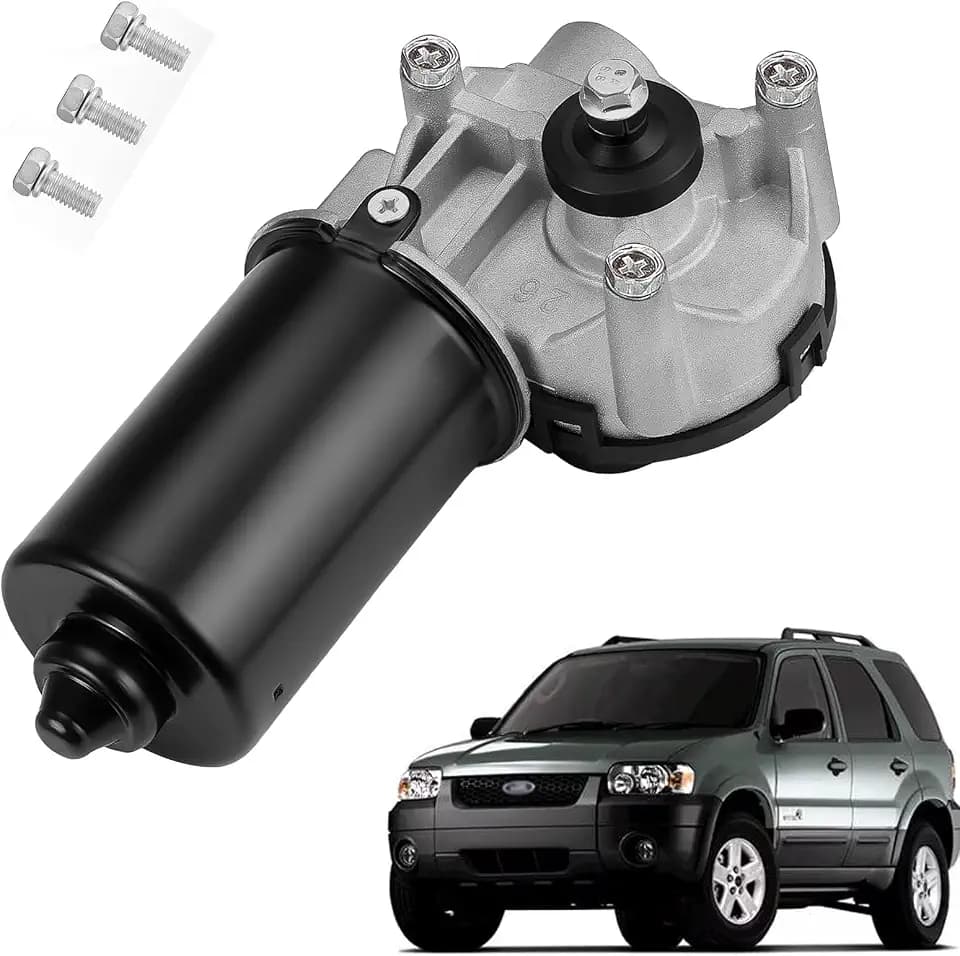 Front Windshield Wiper Motor Assembly w/ 5-Pin Connector for 1997-2004 F-150, 1999-2001 F-250 F-350 Super Duty, 1996-2007 Taurus, 01-07 Escape, Mazda Tribute, Lincoln LS - Replace 1C3Z17508AA