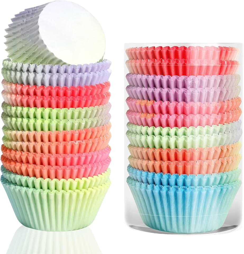 AiQInu Mini- Muffin Papierförmchen - 300 Stück Papier-Cupcake-Förmchen, Gradientenfarben, Hitzebeständig, Ideal für Cupcakes und Muffins, für Deko Cupcake Hochzeit, Party, Geburtstag, Feier