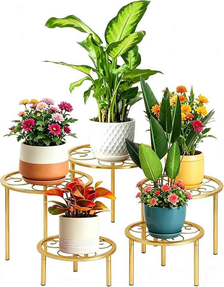 5 Pack Metal Plant Stands, Plant Shelf, Plant Holders for Indoor Outdoor