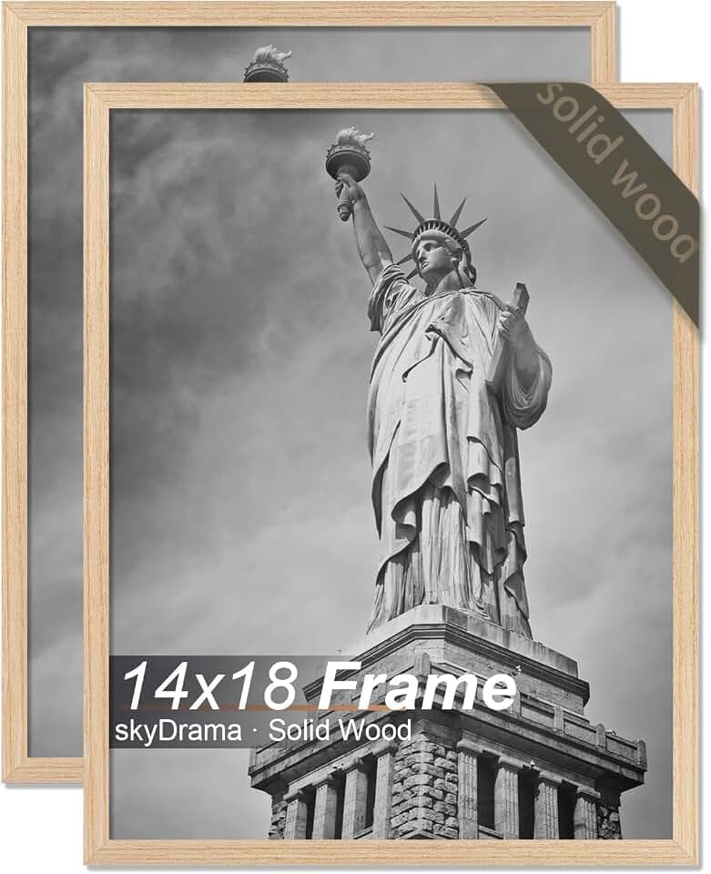 Solid Wood 14x18 Picture Frame with Natural Wood Grain 2 Packs