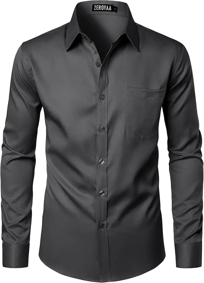 ZEROYAA Mens Urban Casual Business Slim Fit Dress Shirt
