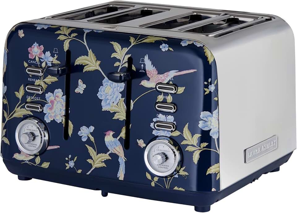 Laura Ashley 4-Scheiben-Toaster Edelstahl Vintage von VQ Elveden Navy