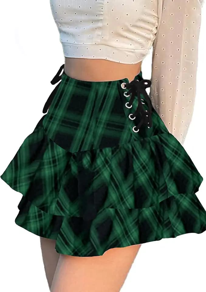 Mini Skirt y2k Damen Minirock Sexy Rock Frauen Kurze hohe Taille gefaltete Skater Double Bubble Miniröcke