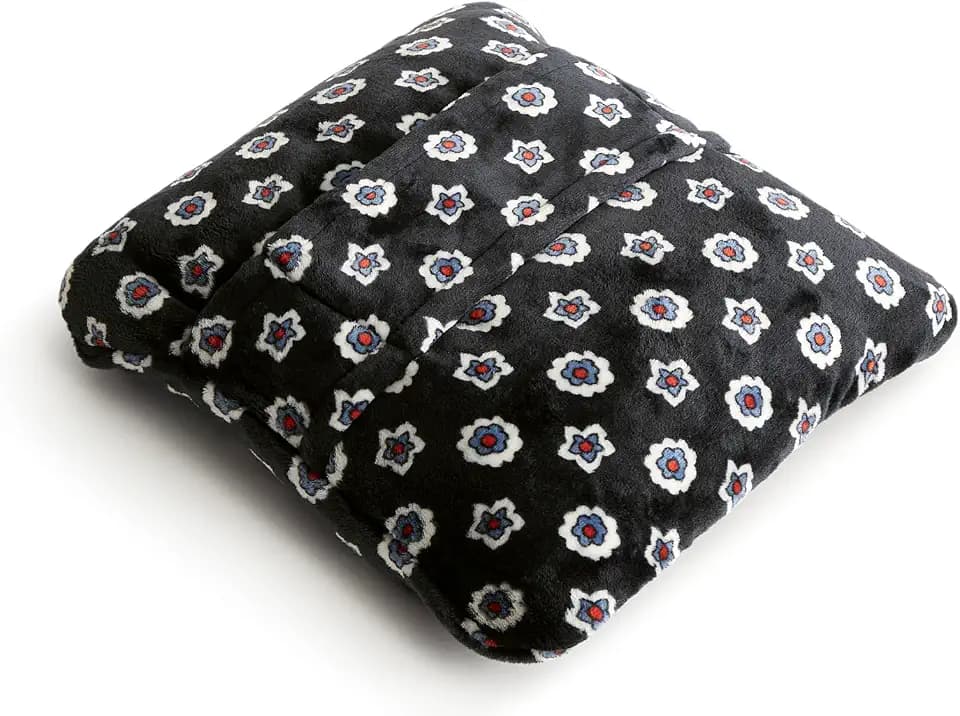 Vera Bradley Women's Fleece Plush Throw Blanket, Mini Flower Dot Black, One Size