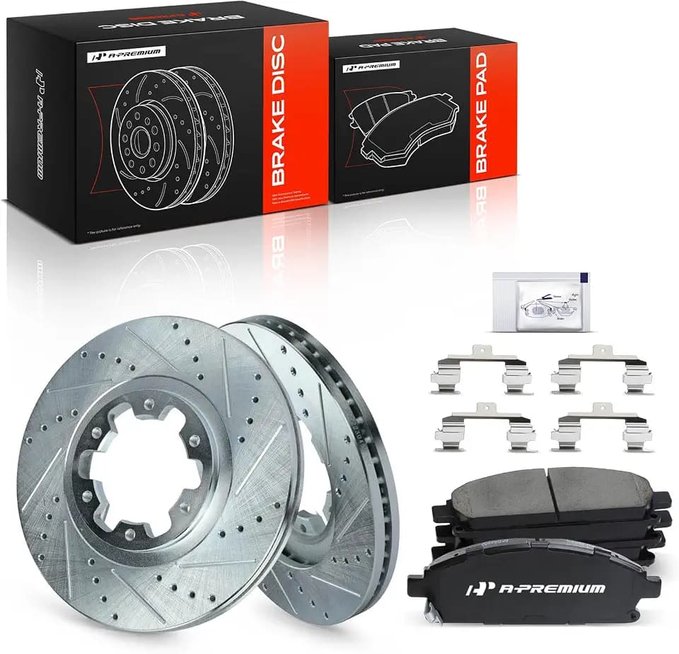 A-Premium 11.81 inch (300mm) Front Brake Rotors & Ceramic Pads Kit, 6-Pack