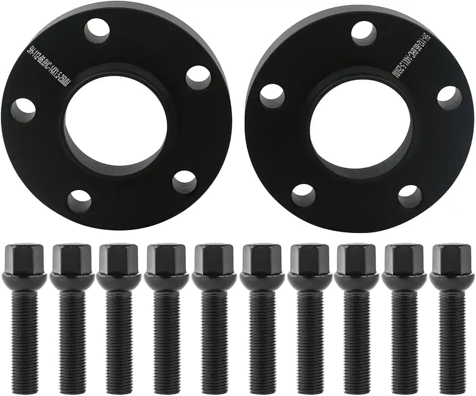 2pc Forged 5x112 Hubcentric Wheel Spacers 15mm with 66.56 Hub 14x1.5 Bolts