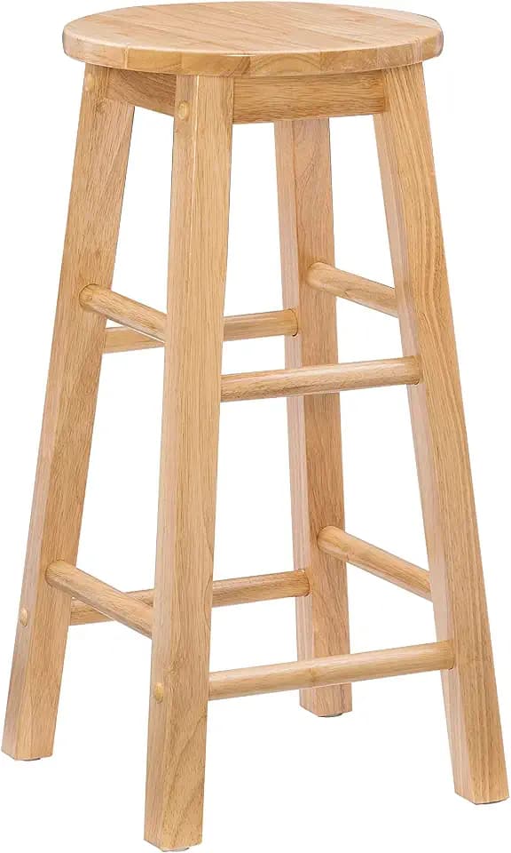 Linon Natural Barstool with Round Seat, 24-Inch