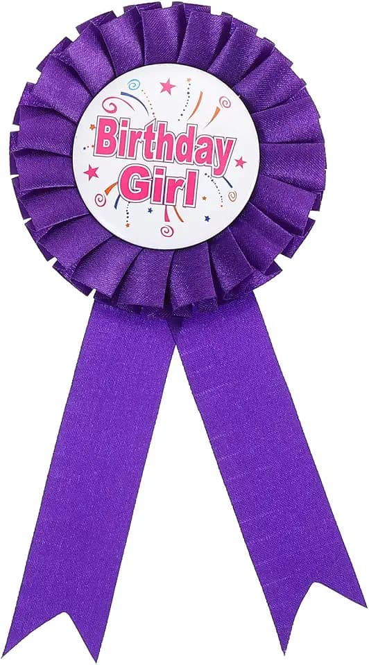 Patikil Birthday Girl Ribbon, Purple Satin Fabric Women Tinplate Badge Pin, Happy Birthday Princess Party Button Pins, Girls Brooches for Party Decoration
