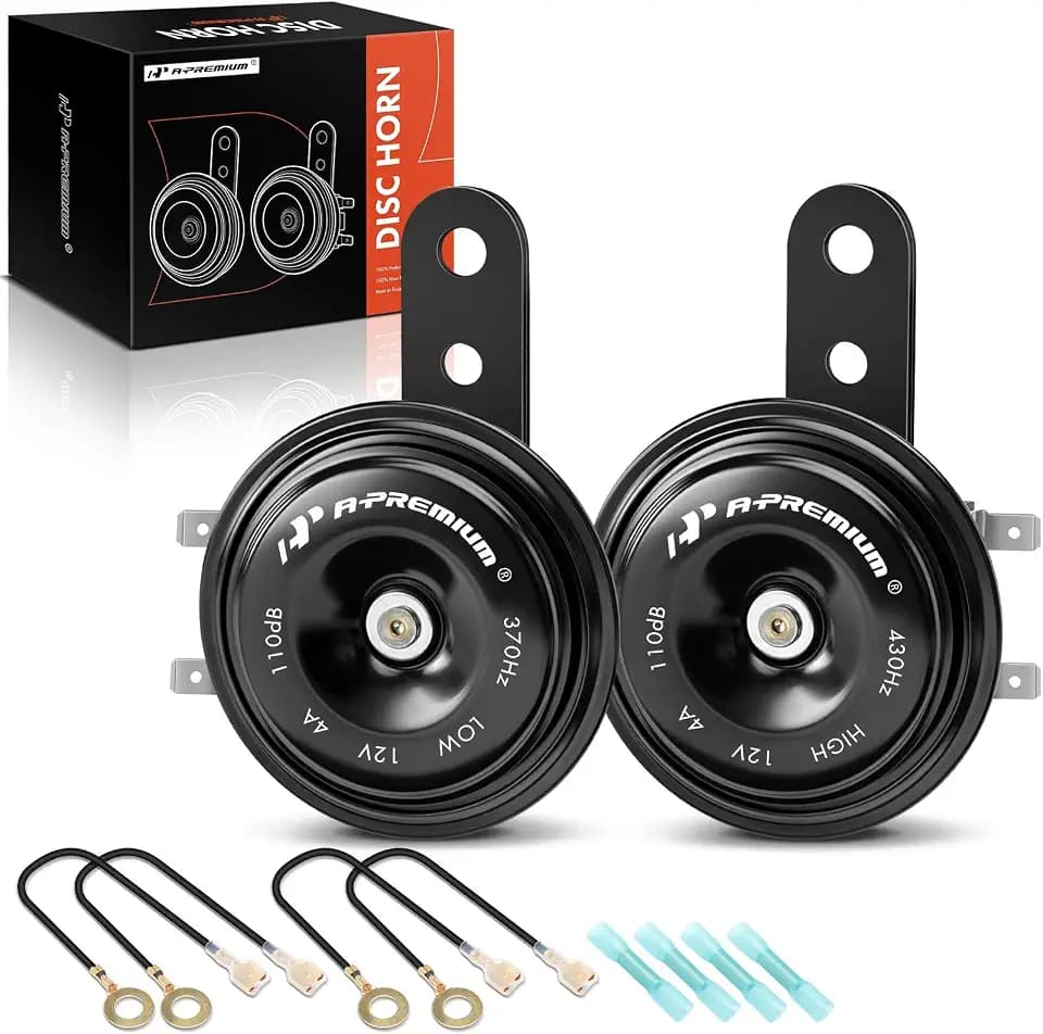 A-Premium - Disc Horn 2PCS High & Low Universal Electric Horns, 12V 110 dB,
