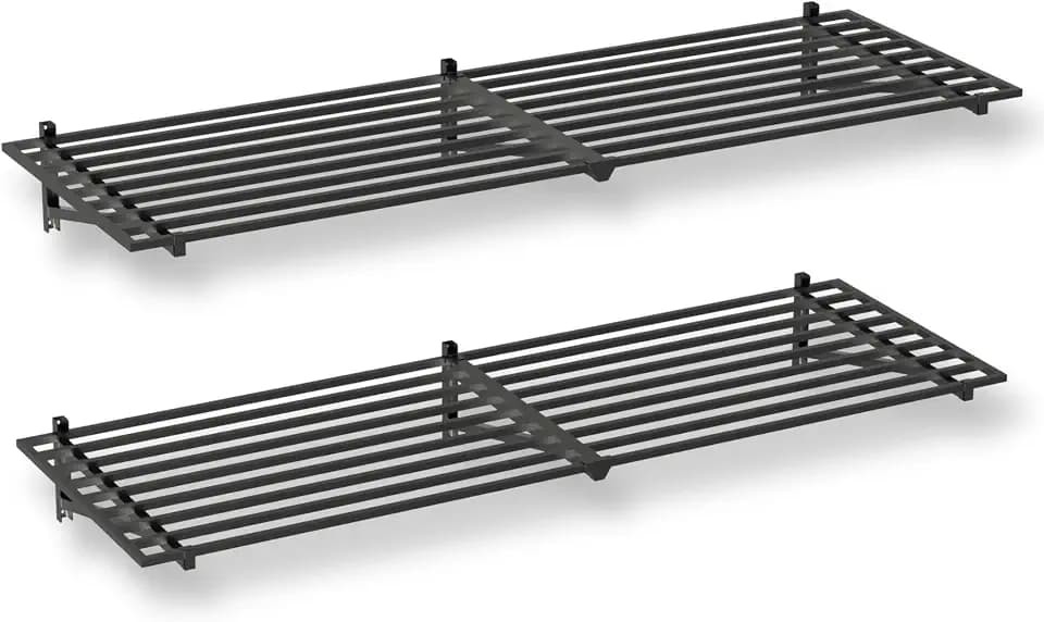 StoreYourBoard Garage Wall Shelf, 2x6 ft, Holds 500 lb, 6 Hooks, 2 Pack