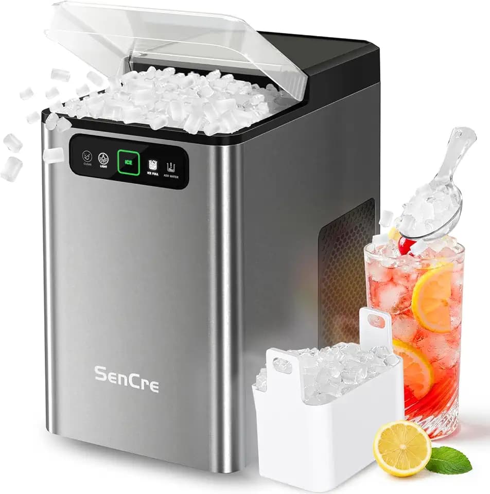 Nugget Ice Maker Countertop 40Lbs/24H Soft Chewable Ice Machine