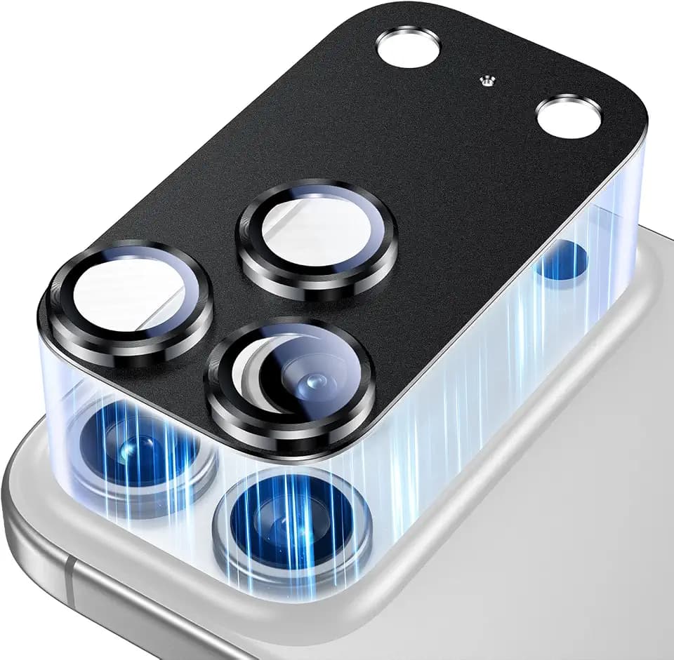 Uyiton für iPhone 17 Pro Max Kameraschutz - Anti-Kratzer HD-Klarheit Kamera Schutz, Einteiliges Metallplatte Design 9H Härte Linsenschutz Kamera Schutzglas für iPhone 17 Pro Max - Schwarz
