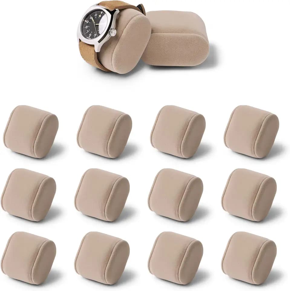 TAWBURY Bayswater Watch Box Pillows - Extra-Small | 16.5cm/6.5" Circumference | 50mm/2" Width | Compatible with Our Bayswater 12 Slot Watch Box (Taupe) | Pack of 12 Pillows (Beige/Cream)