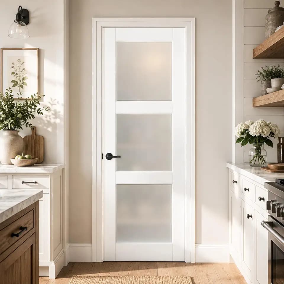 SMARTSTANDARD 28" x 80" Interior Slab Door, Frosted Glass Pantry Door