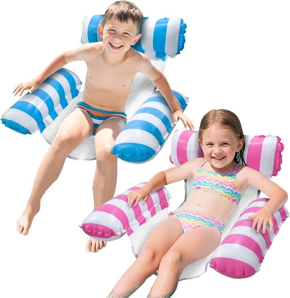 Pool Floats Kids, Meegoo Pool Lounge Chairs 3 Tubes Floaties Water Hammock Inflatable Pool Toys for Kids Ages 8-12 for Summer Party Beach Vacation Essentials