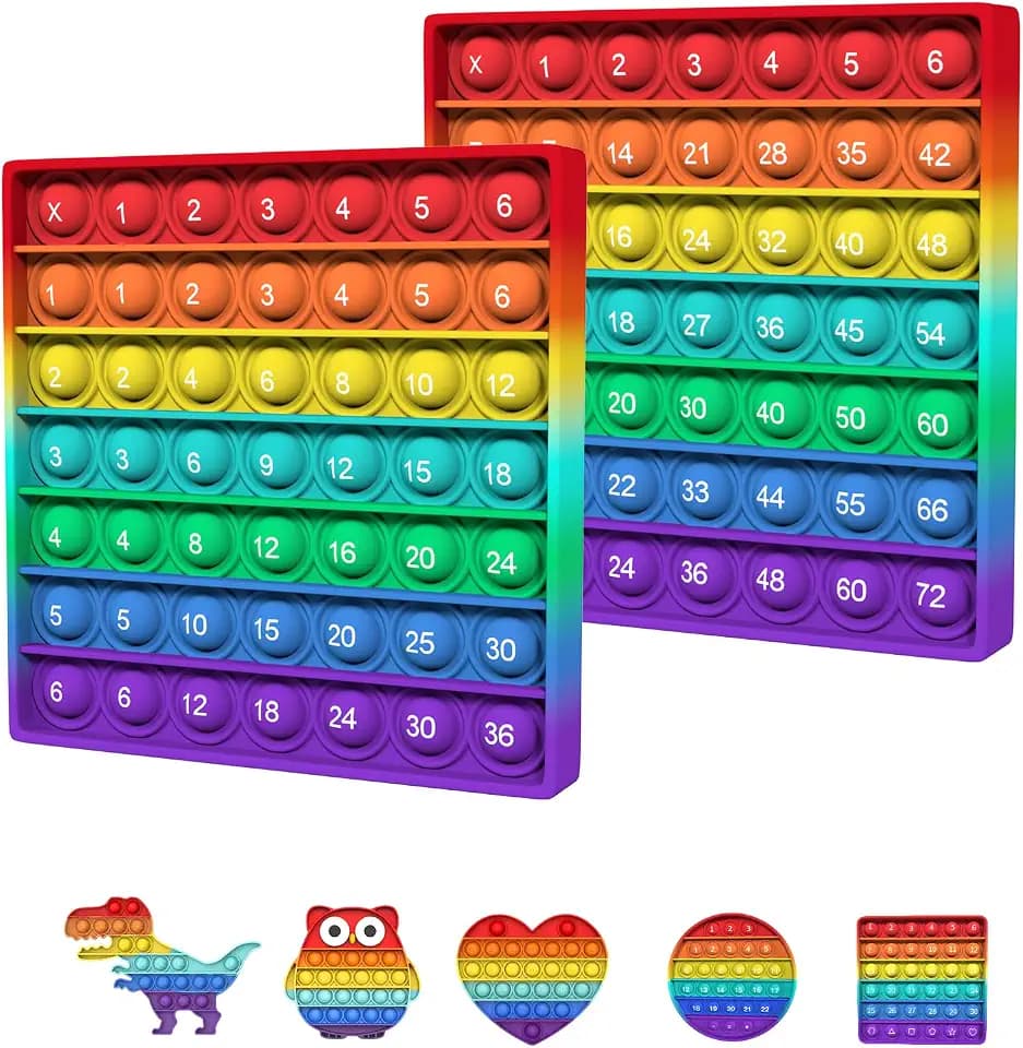 Push and Pop Bubble Fidget Toy, Silikon Sensorisches Rainbow 1x1 Lernen Spiel Lernspielzeug für Kinder Einmaleins Spiel Digitaler, Geschenk für Jungen, Mädchen (Multiplikationsbrett-1 Pack)