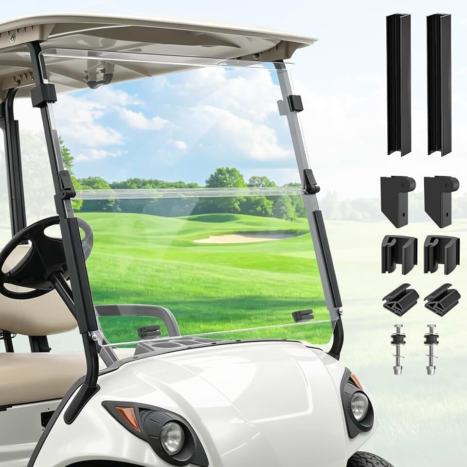 Panglong Golf Cart Foldable Windshield for Yamaha G29 Model-Shatterproof, Dustproof and Windproof Golf Cart Clear Windshield, Suitable for 2007-2016 Yamaha Drive/G29 Model