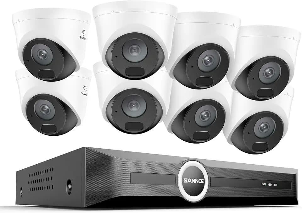 SANNCE 2K Überwachungskamera Aussen Set, 8×PoE Kameras Outdoor ohne HDD