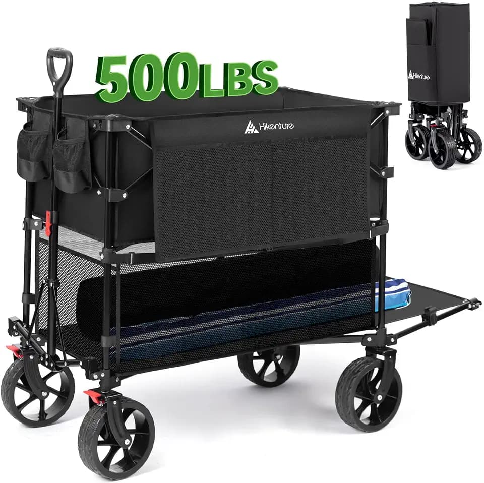 Hikenture Double Decker Wagon, 400L Extra Large Beach Wagon with Big Wheels