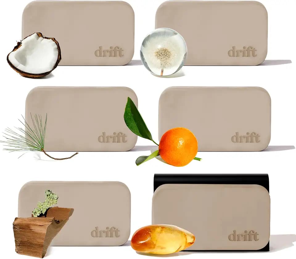 Drift Car Air Freshener - The Original Stone Air Freshener - Car Odor Eliminator - Long Lasting Scent - Metal Clip - Essential Oils - Clean Ingredients - Variety 6 Pack Starter Kit - CLIP INCLUDED