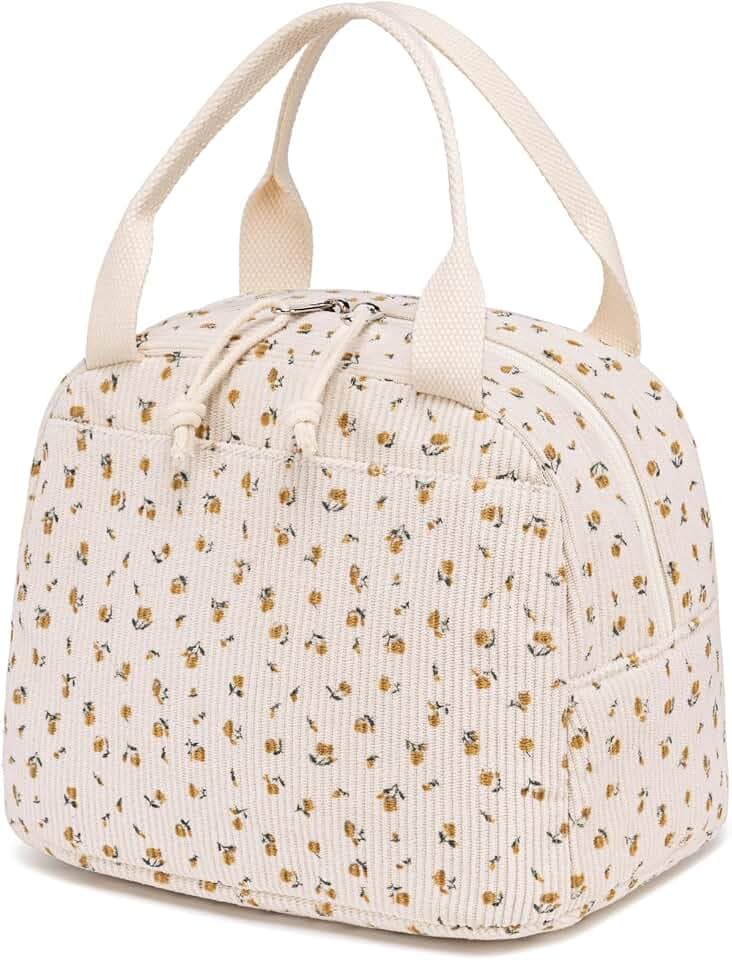 Bluboon Lunch Bag for Women Men Cute Corduroy Lunch Tote Bags Reusable Insulated Lunch Box Large Capacity Reusable Insulated Cooler for Work Picnic or Travel