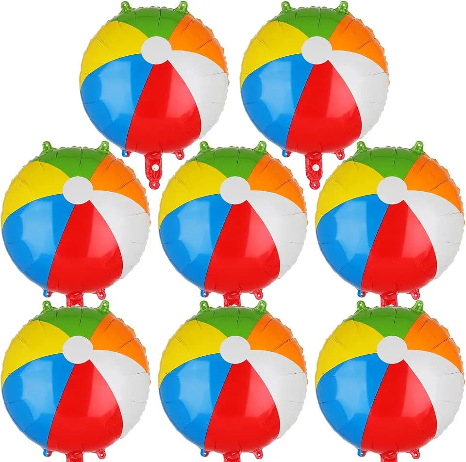 8 Pcs Rainbow Beach Balloons 18 Inch Mylar Beach Balloon Summer Luau Theme