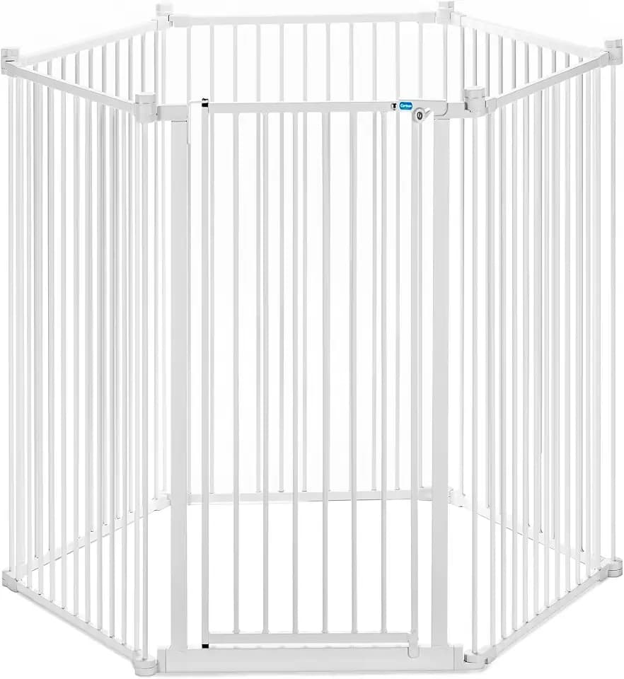 Carlson Convertible Pet Yard & Super Wide Dog Gate, Configurable Metal Pet Gate with Walk-Through Door, Expands up to 146.5”, Indoor Use