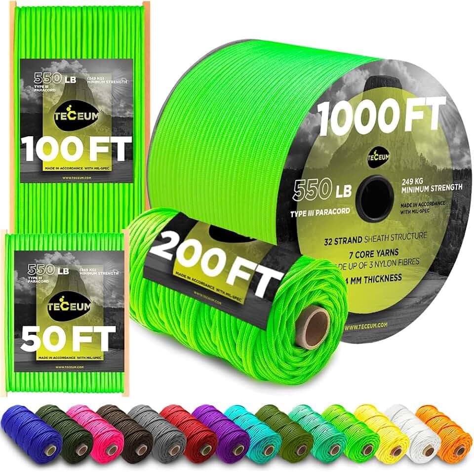 Paracord Rope 550 lb 4mm – Parachute Cord – Utility Camping Rope