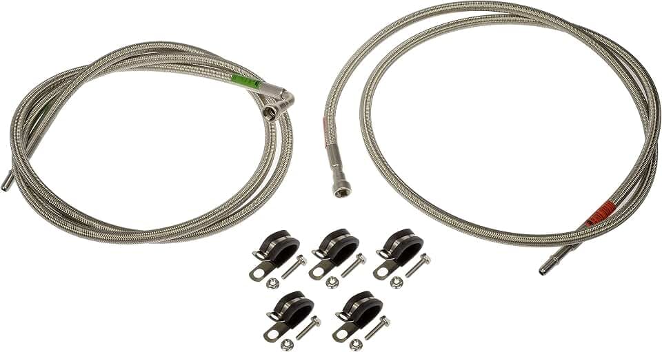 Dorman 819-821 Front Flexible Stainless Steel Braided Fuel Line Compatible with Select Cadillac/Chevrolet/GMC Models (OE FIX)
