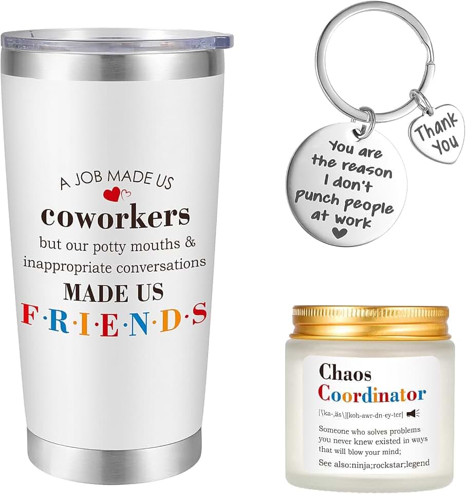 Geschenk für Kollegen - Lustige Edelstahlbecher für Frauen, Angestellte, Geburtstagsgeschenk, 590 ml, Weiß