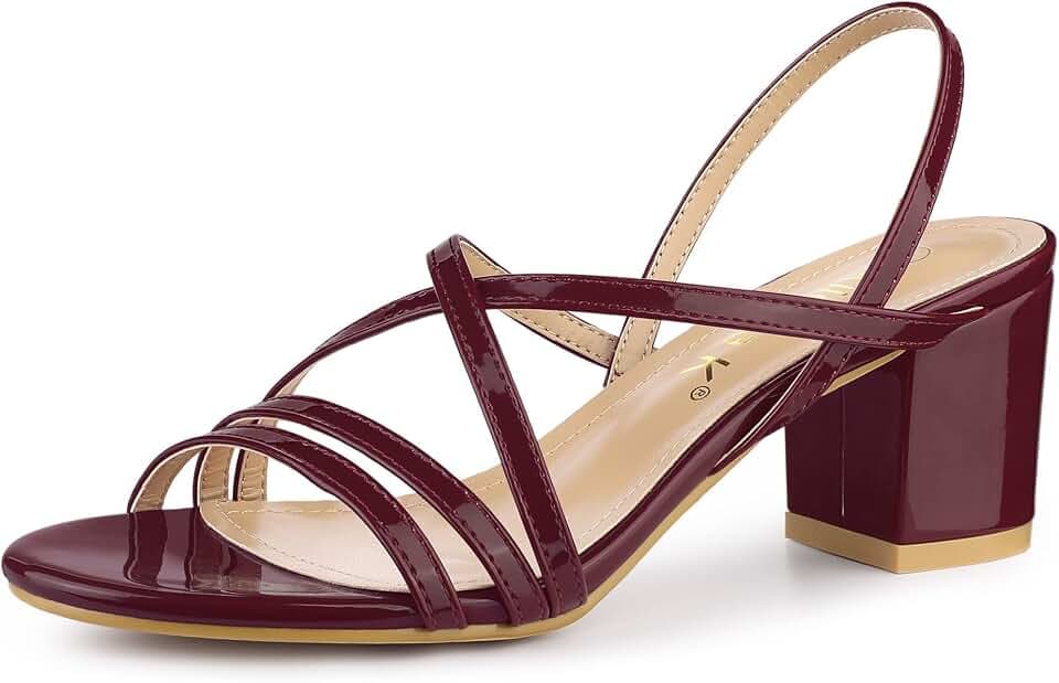 Allegra K Women Strappy Slingback Chunky Heels Block Heel Slide Sandals