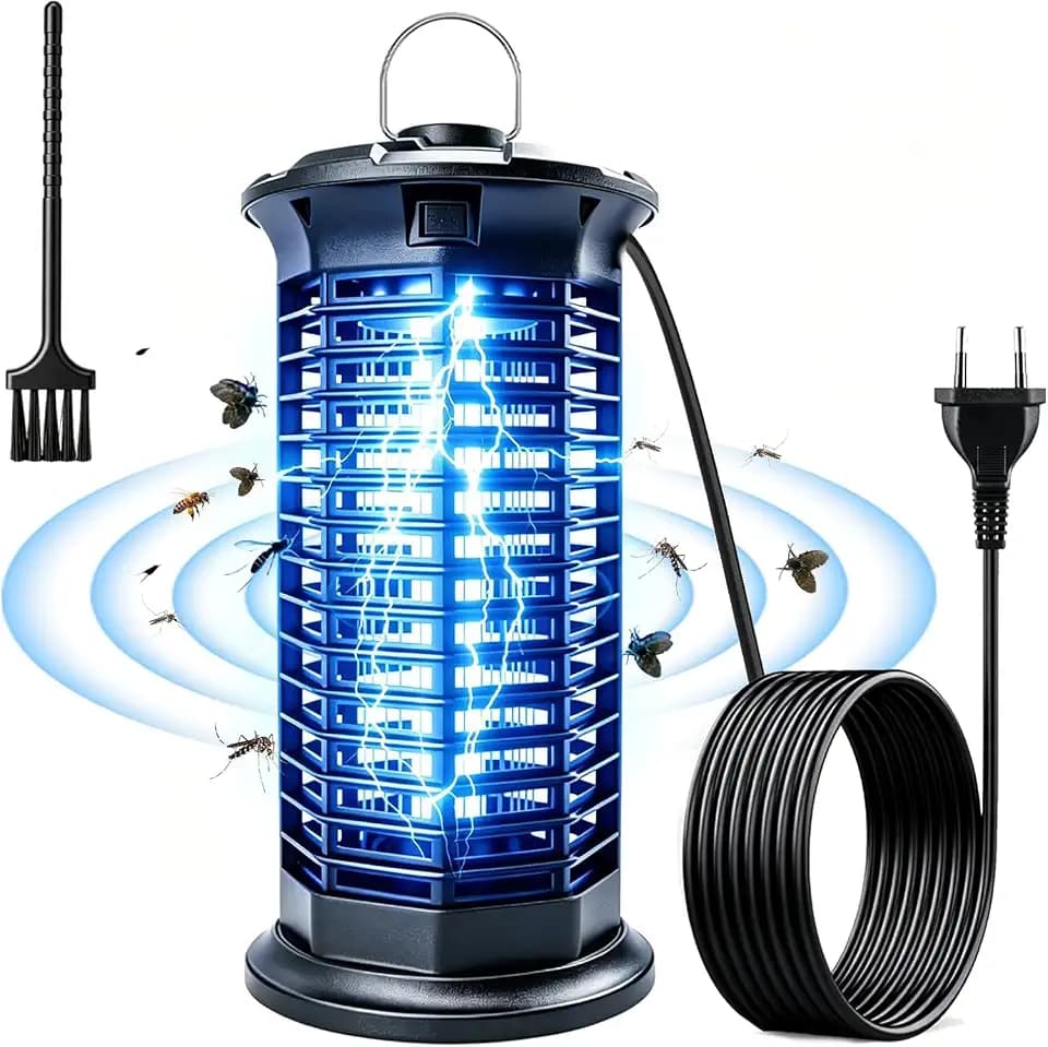 HOAMZ Insektenvernichter Elektrisch, 360° Mückenvernichter Lampe, 3 m Netzkabel UV Mückenlampe Hochspannung insektenfänger, Fliegenfalle elektrisch mückenfalle für Innen Auße, Anti Mücken, Fliegen