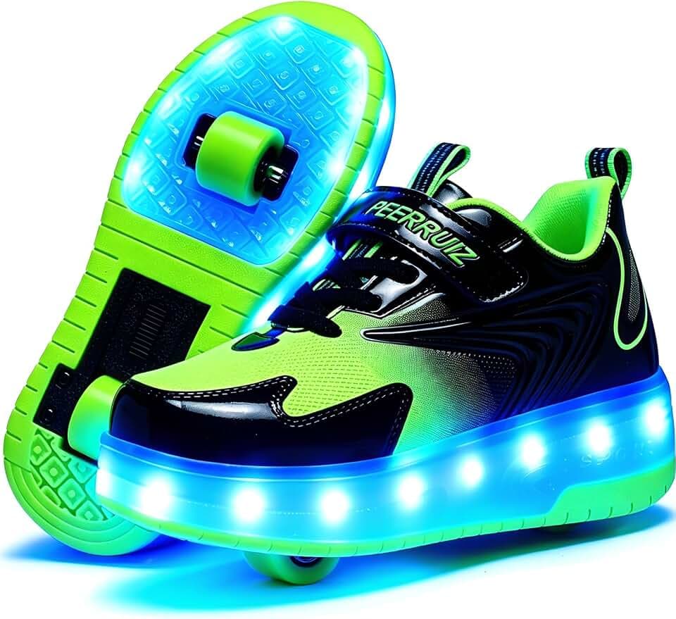 Ehauuo Unisex Roller Shoes Kids Sparkling Wheels Shoes Girls Light up Roller Skates Sneakers Boys Rechargeable Flashing Sneakers for Gift