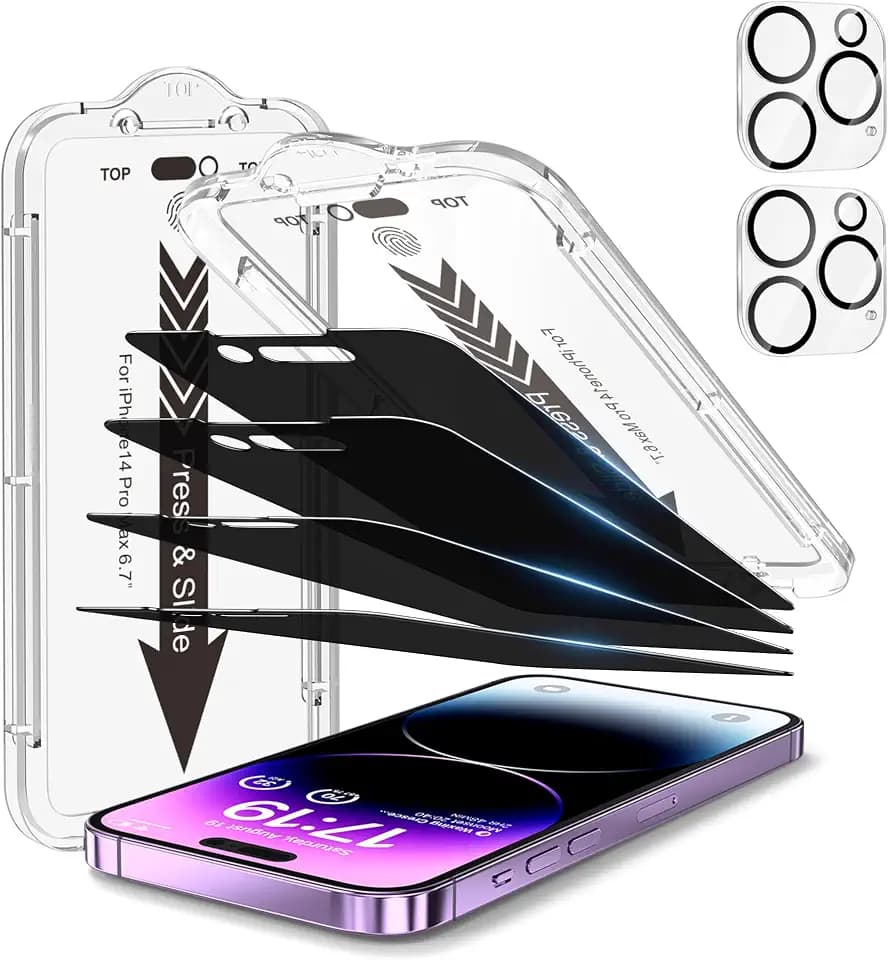 EZ-GLAZ-4+2 Pack for iPhone 14 Pro Max Privacy Screen Protector (6.7")